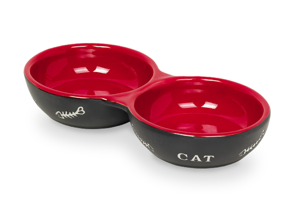 Nobby Cat keramická dvojmiska 22 cm černá