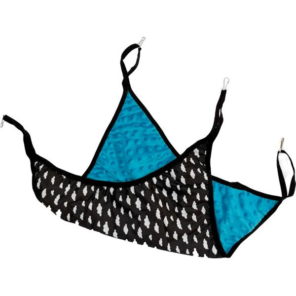 Samohýl Exclusive Pelech dr.savec závěsný loďka, černobílé mráčky, tyrkysová minky 30x30cm