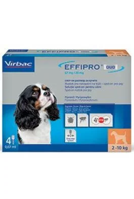 EFFIPRO DUO 67/20 mg spot-on pro psy S (2-10 kg) 0,67 ml 4 pipety