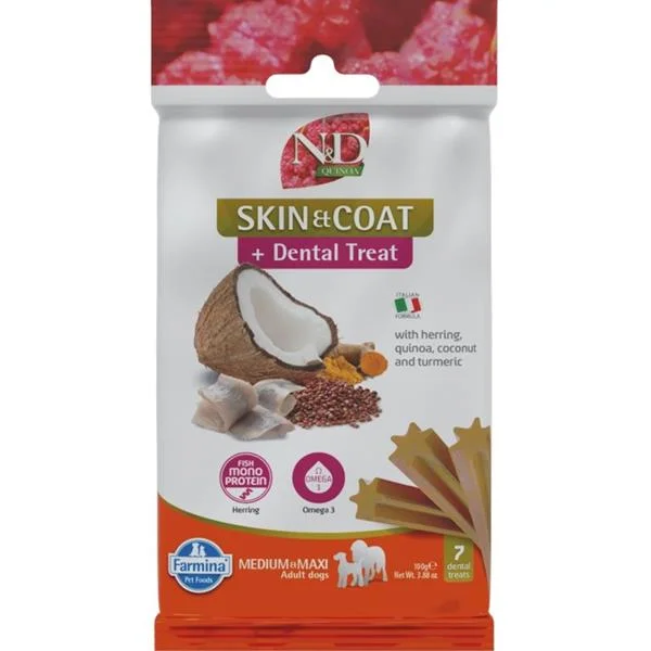 N&D QUINOA Dog Dental Snack Skin & Coat Herring Medium & Maxi 100 g