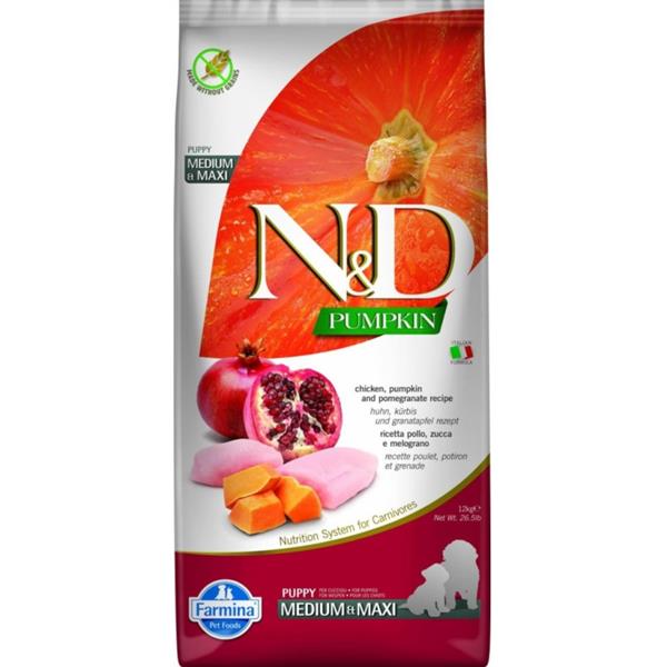 N&D Pumpkin DOG Puppy M/L Chicken & Pomegranate 12 kg 