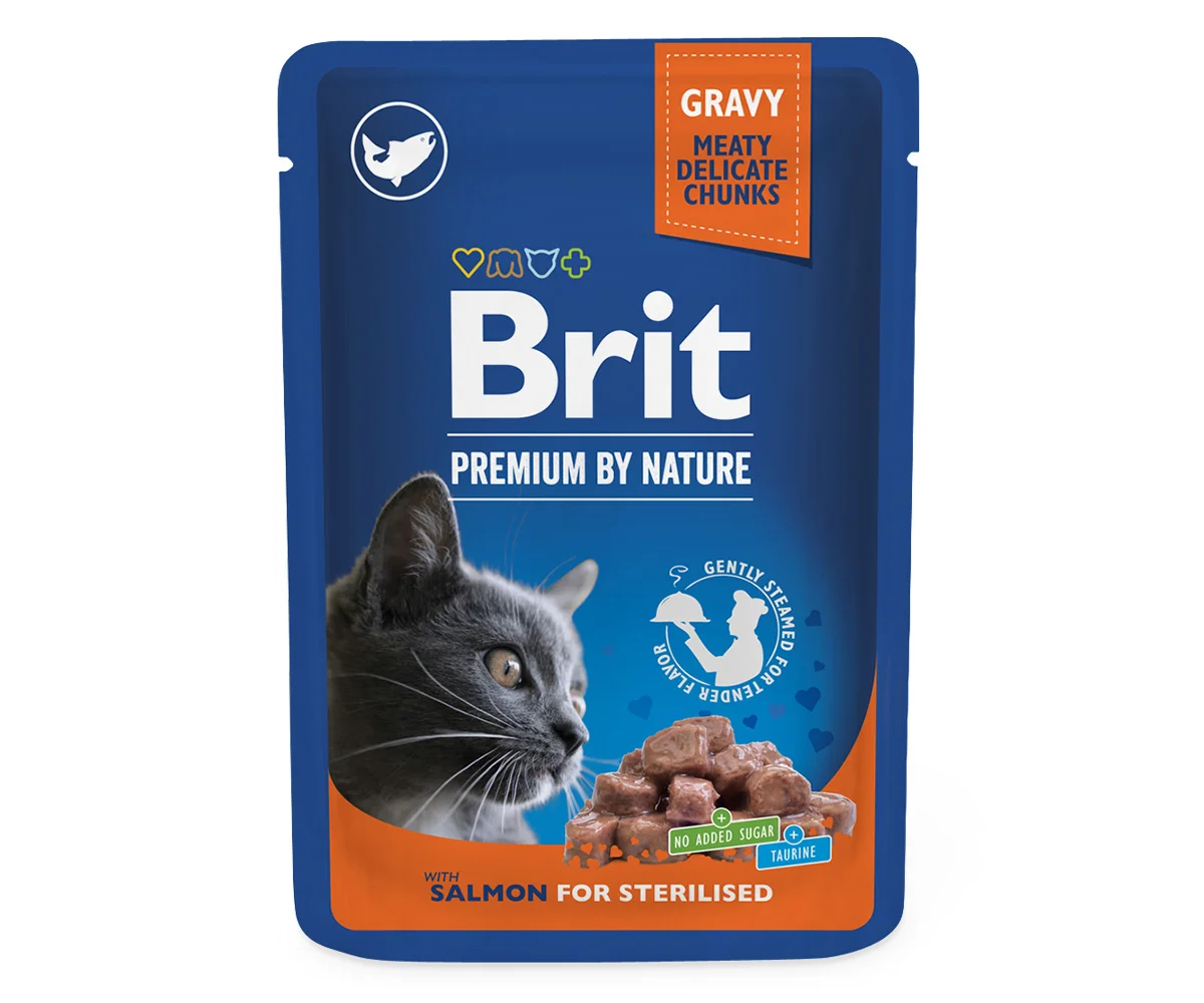 Brit Premium Cat Salmon for Sterilised in Gravy - 100g