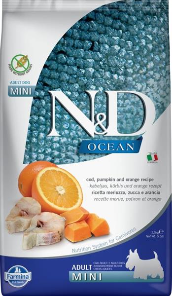 N&D OCEAN DOG Adult Mini Codfish&Pumpkin&Orange 2,5 kg