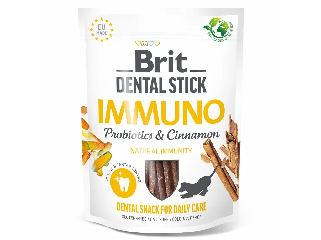 Pochoutka Brit Dental Stick Immuno s Probiotiky a Skořicí 7ks