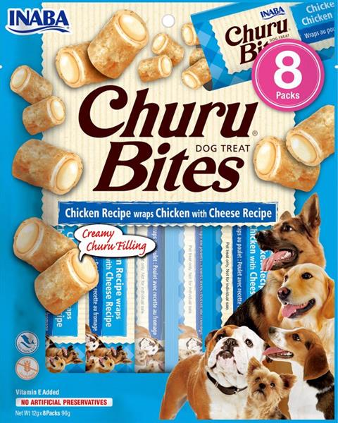 Churu Dog Bites Chicken wraps Chicken+Cheese 8x12g