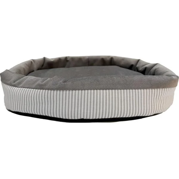 Samohýl Exclusive Pelech dr.savec ovál L, šedobílé proužky, šedý velvet 35x30cm