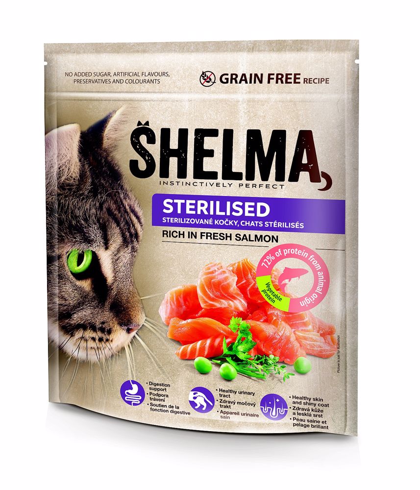 Shelma Bezobilné STERILE granule s čerstvým lososem pro dospělé kočky