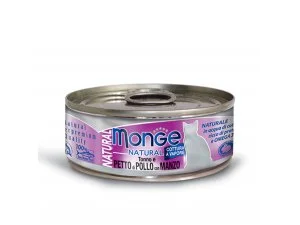 MONGE NATURAL pro kočky tuňák s kuřecími prsy a hovězím