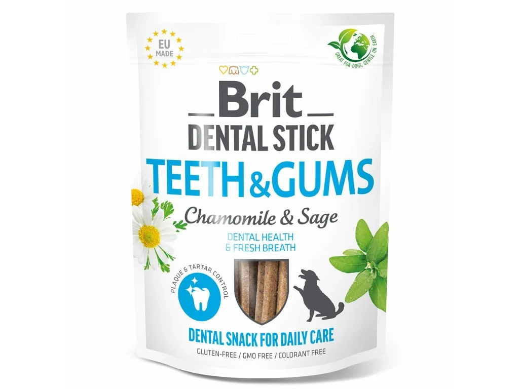 Pochoutka Brit Dental Stick Teeth & Gums s heřmánkem a šalvějí 7ks