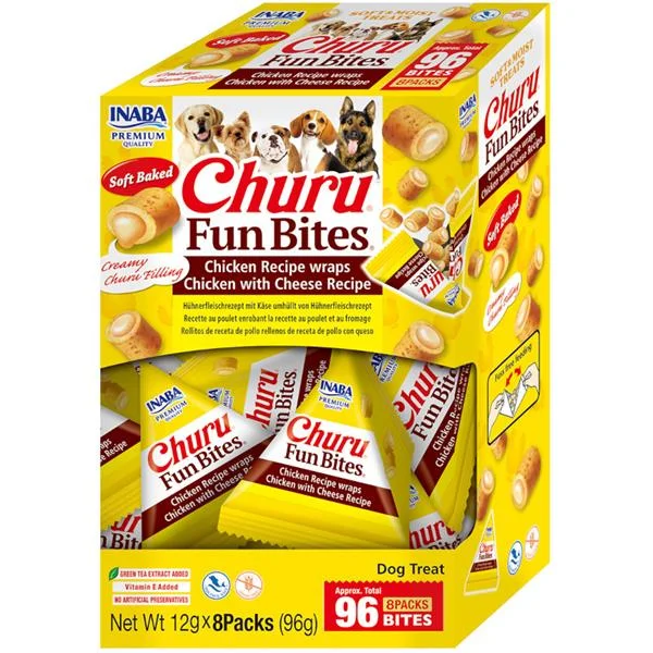 Inaba Churu Fun Bites dog snack kuře&sýr 96 g