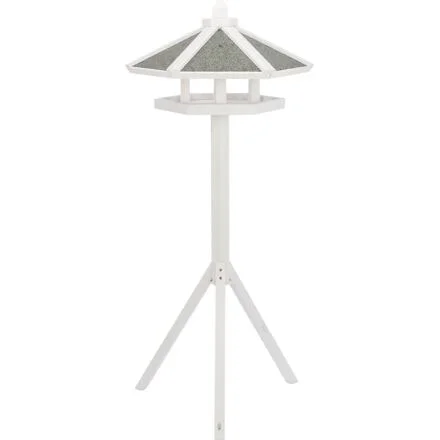 NATURA venkovní krmítko se stříškou a silem, na trojnožce 1,45 m, 65 x 46 cm, borové dřevo, bílá 1 ks