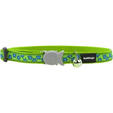 Obojek pro kočky - Stars Turquoise on Lime