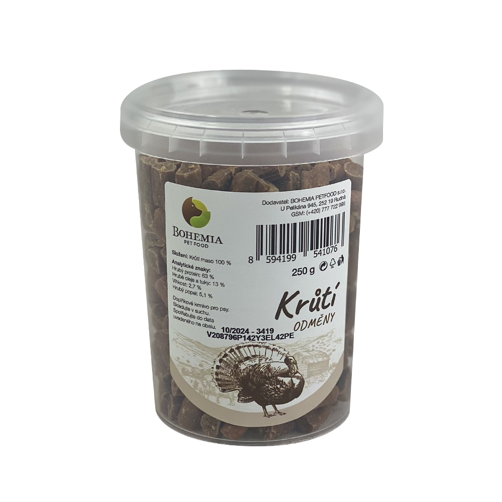 BOHEMIA PET FOOD Krůtí odměny pro psy 250 g