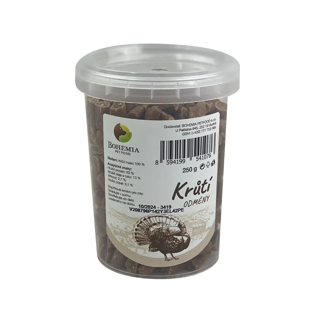 BOHEMIA PET FOOD Krůtí odměny pro psy 250 g