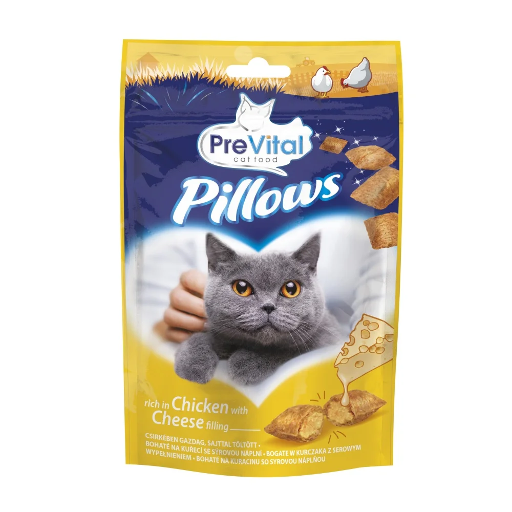 PreVital Pillows pamlsky polštářky kuře a sýr pro kočky
