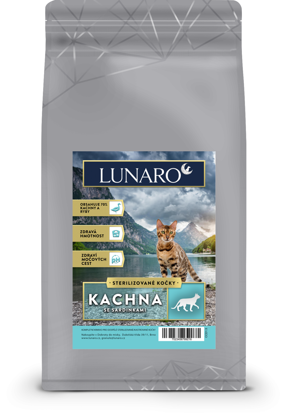 Lunaro Cat Dewater Adult Steril 1,5kg - kachna a ryby