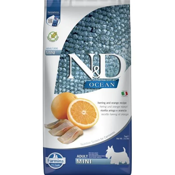 N&D OCEAN DOG Adult Mini Herring & Orange 7 kg