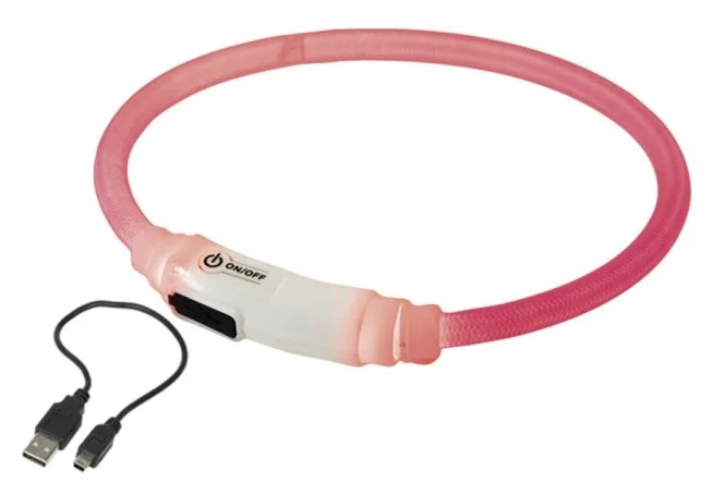 Nobby LED svítící kroužek na krk pro kočky růžová 35cm