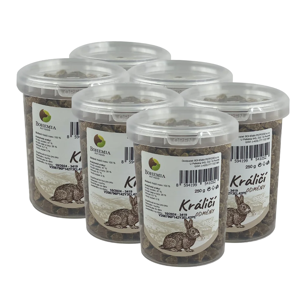 Bohemia Pet Food BOHEMIA 6x Králičí odměny 250g