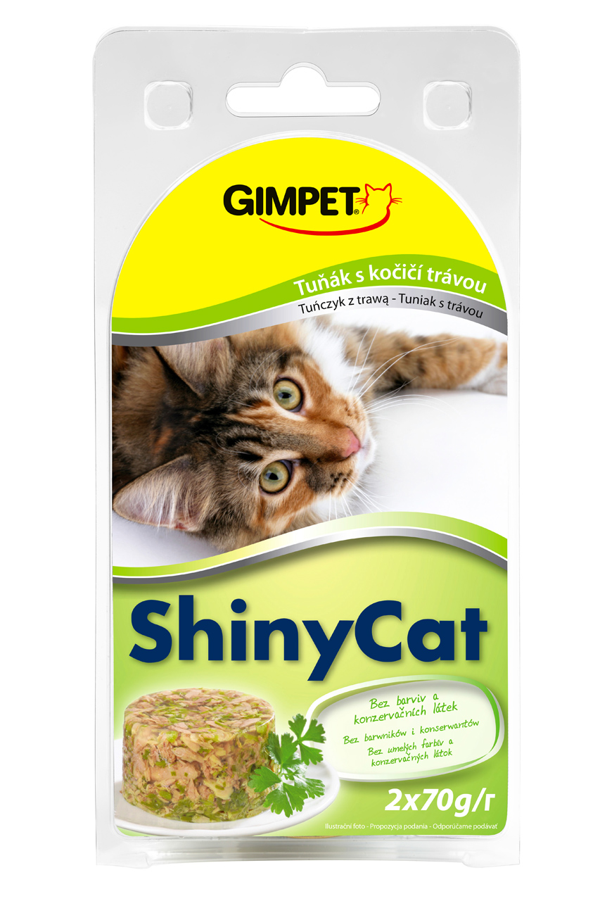Gimpet ShinyCat tuňák+kočičí tráva 2x70g