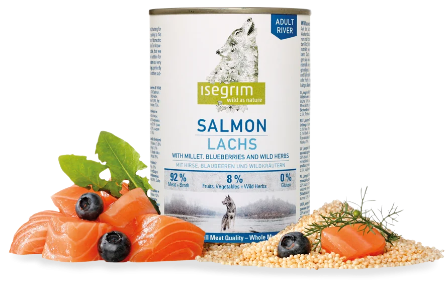 Isegrim ISEGRIM Adult River: Losos s prosem a borůvkami 400 g