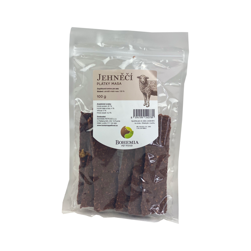 BOHEMIA PET FOOD Jehněčí plátky pro psy 100 g