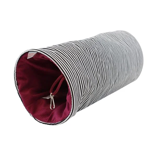 Samohýl Exclusive Tunel dr.savec závěsný L, černobílé proužky, tm.růžový velvet 15x15x40cm