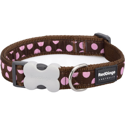 Obojek RD 15 mm x 24-37 cm - Pink Spots on Brown