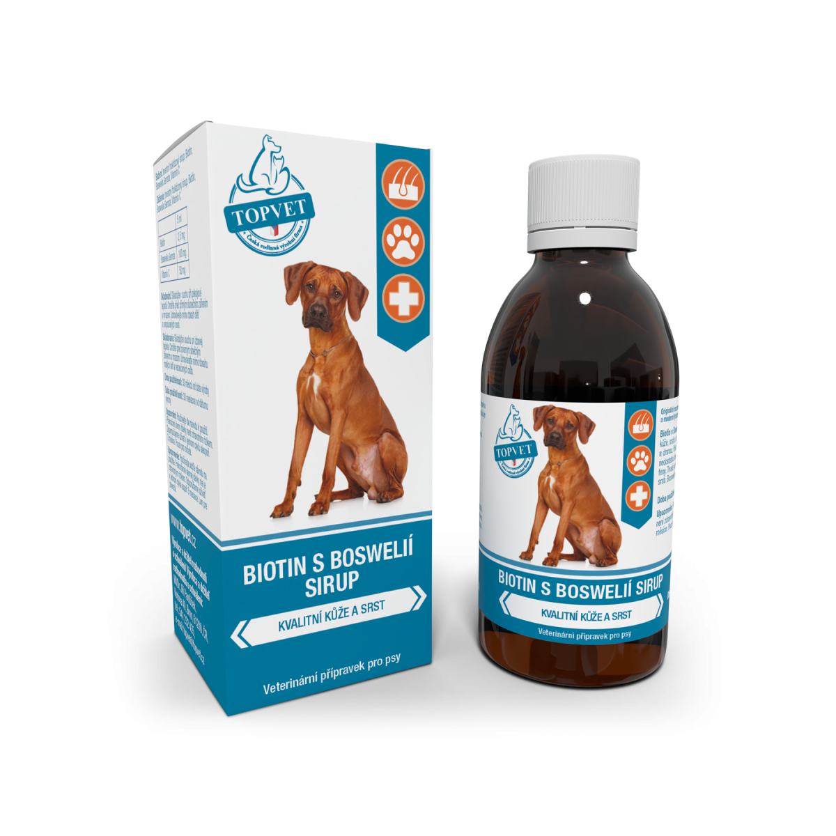 Biotin s boswelií sirup pro psy TOPVET 200ml