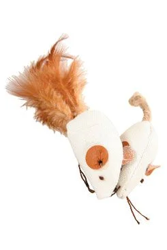 Hračka kočka myš bílá 2 x 4cm textil Zolux 1 ks