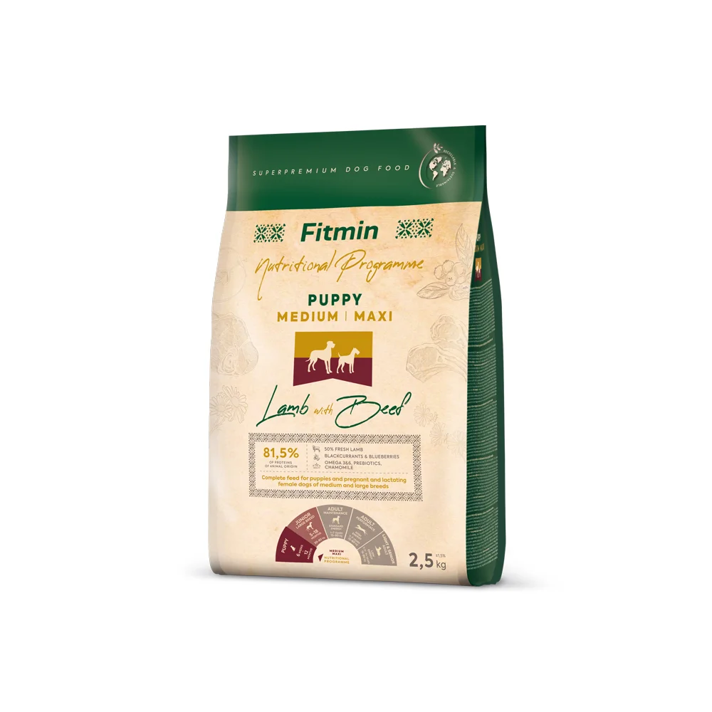 Fitmin dog medium maxi puppy lamb beef 2,5 kg