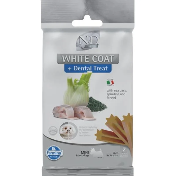 N&D WHITE Dog Dental Snack Sea Bass Mini 60 g