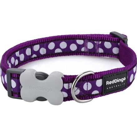 Obojek RD 20 mm x 30-47 cm - White Spots on Purple
