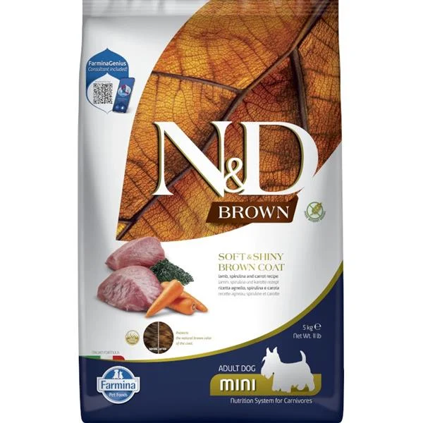 N&D BROWN Dog GF Lamb, Spirulina & Carrot Adult Mini 5 kg