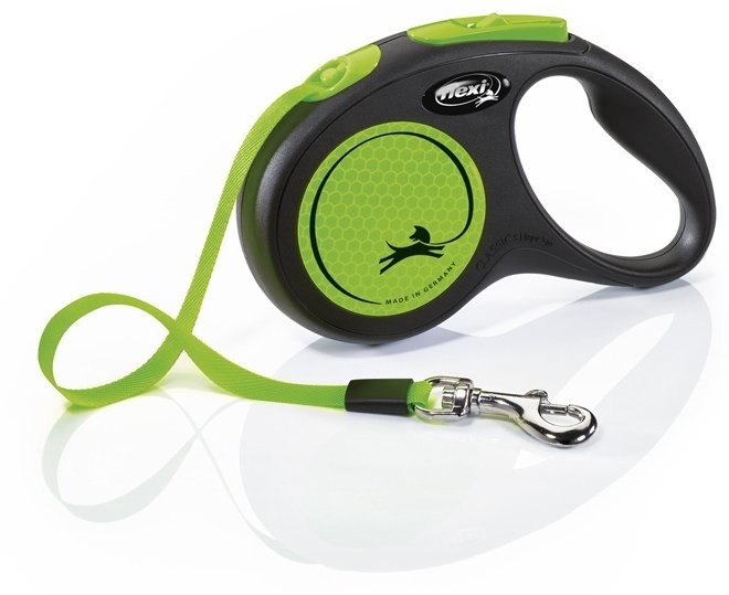 Vodítko FLEXI Neon S pásek 5m/15kg černá/zelená NEW