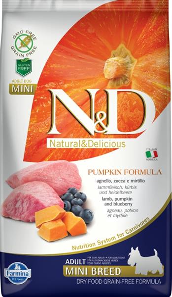 N&D Pumpkin DOG Adult Mini Lamb & Blueberry 2,5 kg