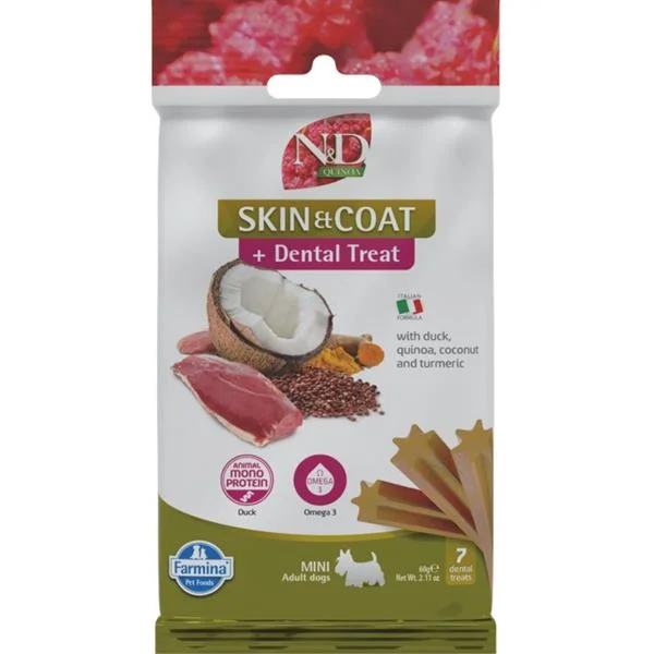 N&D QUINOA Dog Dental Snack Skin & Coat Duck Mini 60 g