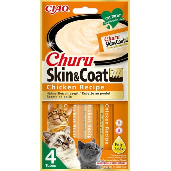 Pochoutka Churu Skin & Coat kuře 4x14g