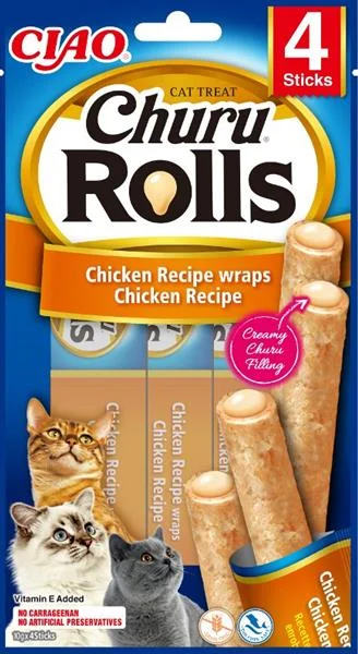 Churu Cat Rolls Chicken wraps&Chicken cream 4x10g