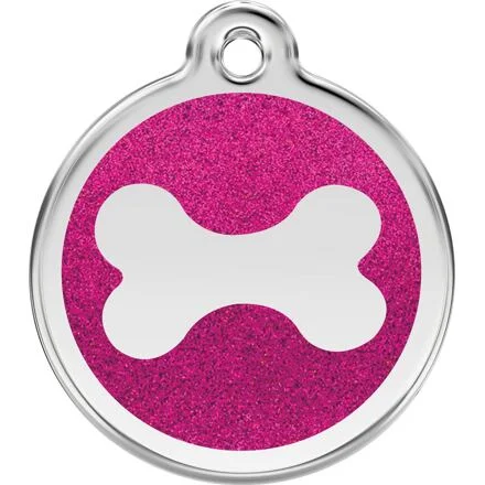 Známka Red Dingo Kost Tm.Růžová Třpytivá velikost známky M - 30 mm