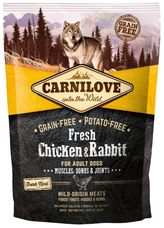CARNILOVE Fresh Chicken & Rabbit Muscles, Bones & Joints for Adult dogs 1,5 kg