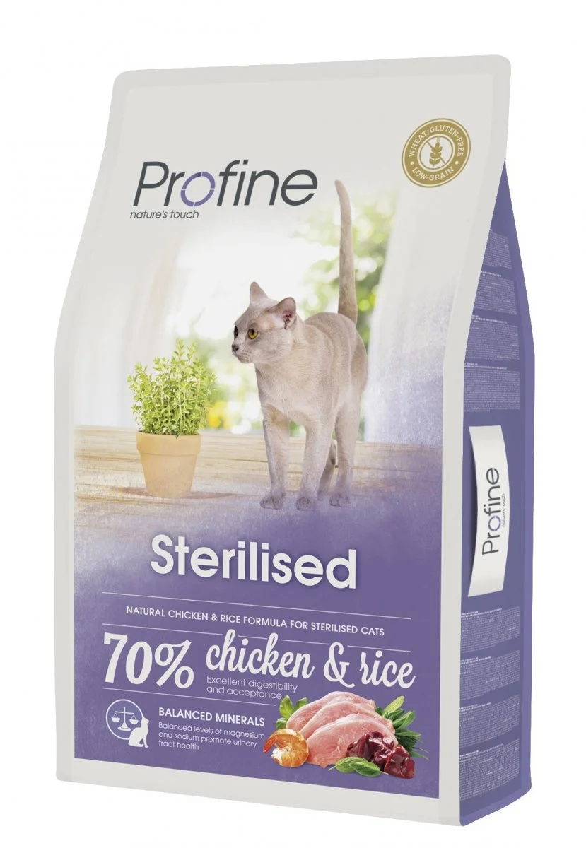 Profine Cat Sterilized krmivo bez lepku pro kastrované kočky s kuřetem a rýží, 10 kg
