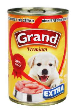 GRAND konz. štěně Extra kuř.kousky 405 g