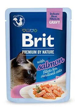 Kapsička Brit Premium by Nature Sterilised losos filety v omáčce 85g