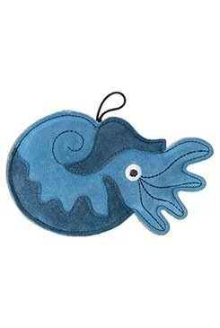 Hračka pes LEATHER NAUTILUS kůže,modrá Kiwi 21 cm