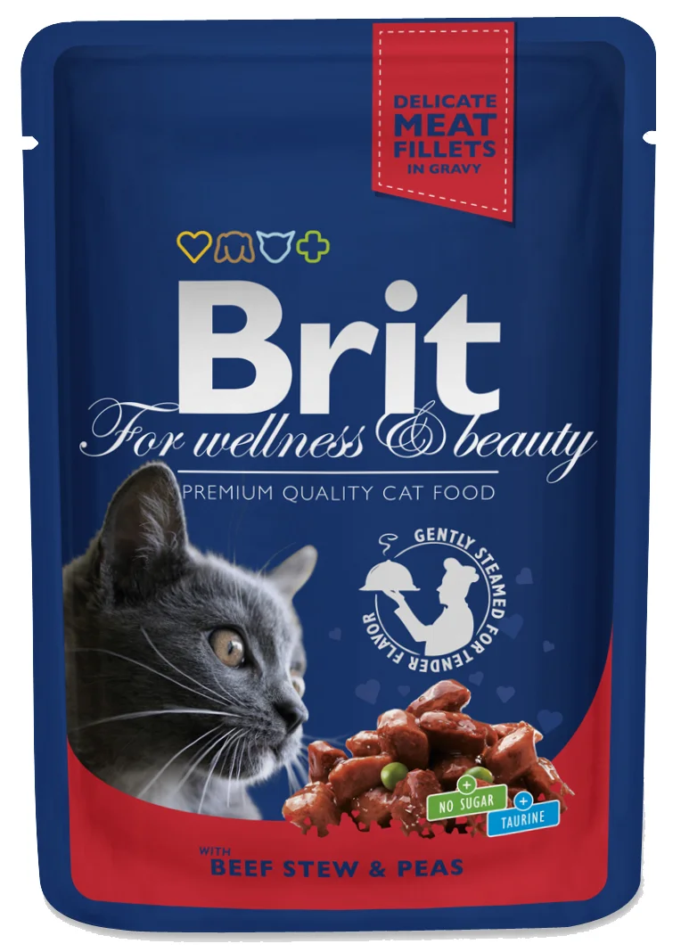 Brit Premium Cat kapsa with Beef Stew & Peas 100 g - 1Ks