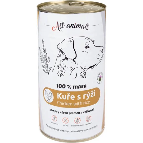 All Animals ALL ANIMALS konz. pro psy kuř.maso ml.s rýží 1200g