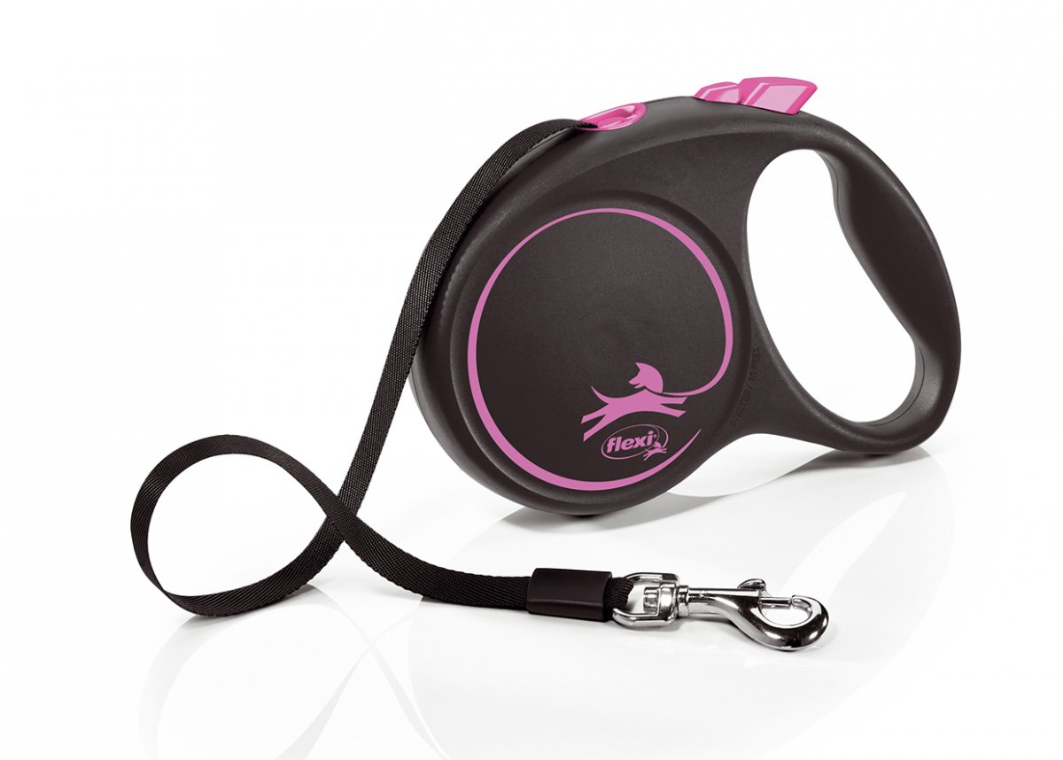 Flexi.de Vodítko Flexi Black Design L 5m (max 50kg) pásek růžové
