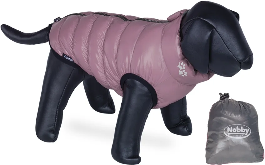 Nobby prošívaná vesta LIGHT pro psa oboustranná šedá / růžová 26cm