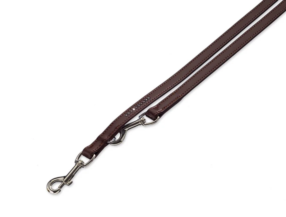 Nobby Crystal vodítko zdobené Swarovski S-M 200cm / 12mm hnědá